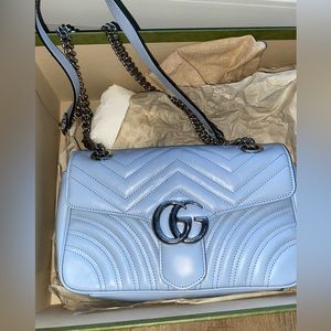 Gucci Marmont Chain Shoulder Bag in Blue